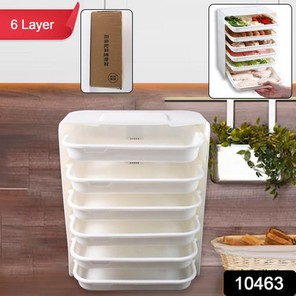 Plastic 6 Layer Wall-mounted Food Organizer Rack (1 Set) Wukusy