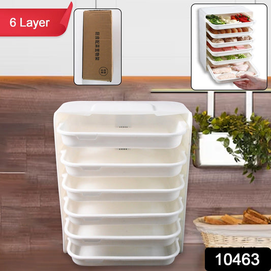Plastic 6 Layer Wall-mounted Food Organizer Rack (1 Set) Wukusy