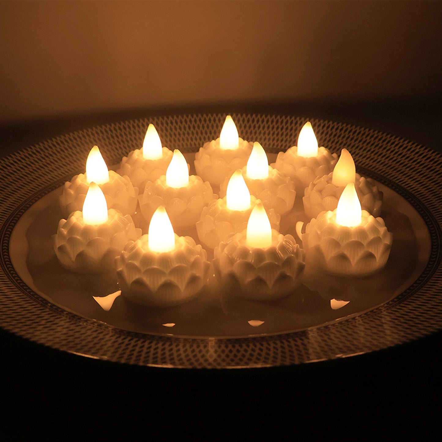 Led Floating Lotus Water Sensor Candles (12 Pc) Wukusy