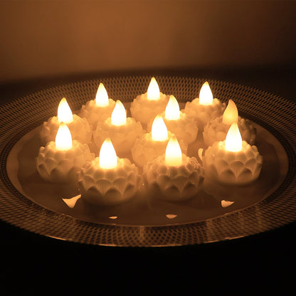 Led Floating Lotus Water Sensor Candles (12 Pc) Wukusy