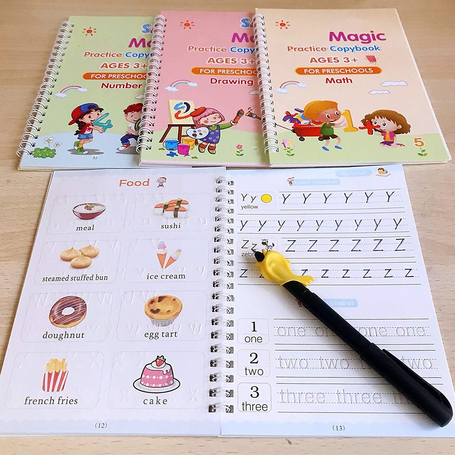 8075 4 Pc Magic Copybook Widely Used By Kids Childrens And Even Adults Also To Write Down Important Things Over It While Emergencies Etc. Wukusy