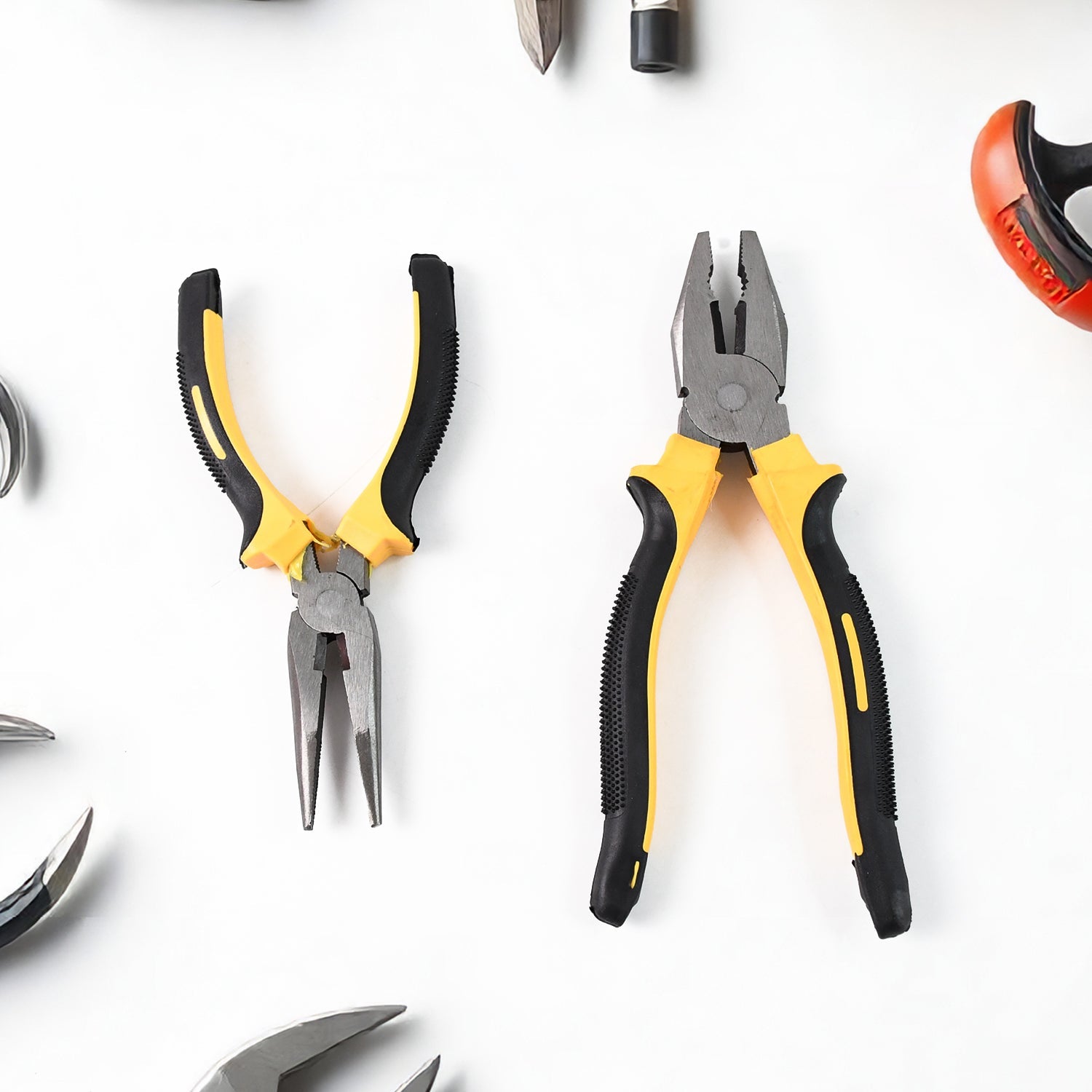 Long Nose Plier And Flat Mouth Plier Combo Tools (2 Pc Set) Wukusy