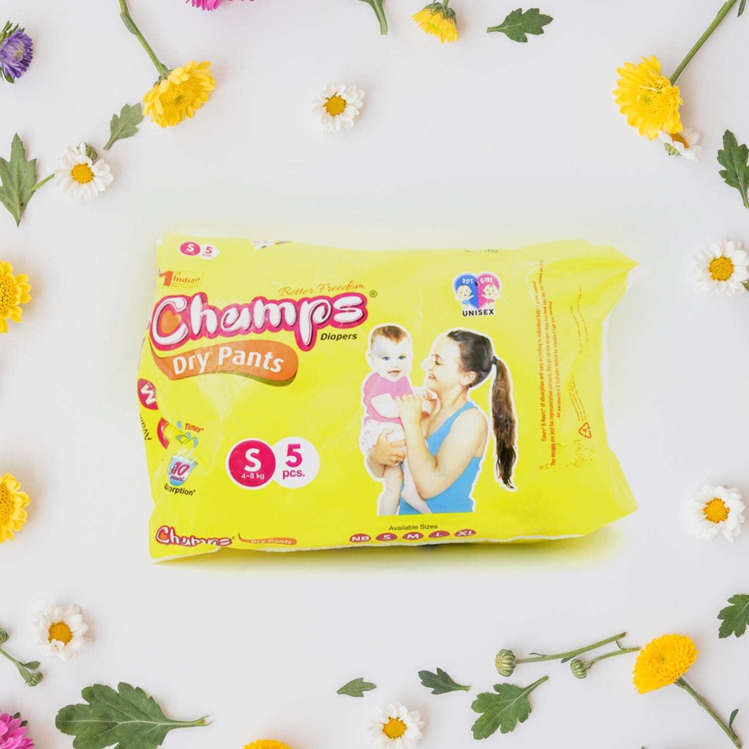 Small  Champs Dry Pants Style Diaper- Small Best For Travel  Absorption Champs Baby Diapers Champs Soft And Dry Baby Diaper Pants (S5 Pcs ) Wukusy