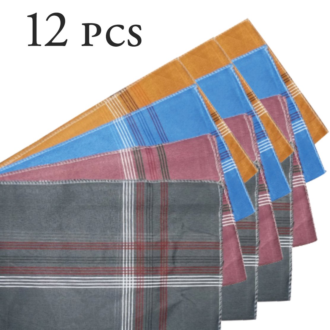 1532 Mens King Size Formal Handkerchiefs For Office Use - Pack Of 12 Wukusy