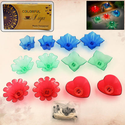 6320 Magical Reflection Diya Set With 6 Attractive Design Cup Set Of 12 Pieces Wukusy