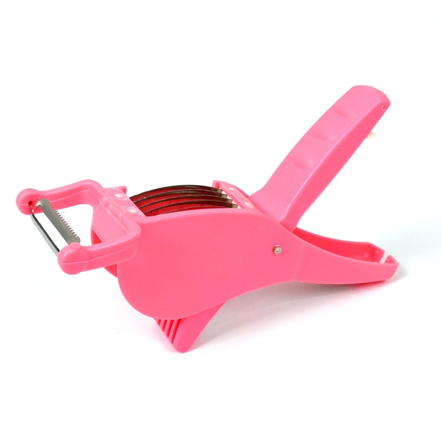 Plastic 2 In 1 Vegetable  Fruit Multi Cutter 5 Blade Vegetable Cutter With Peeler (1 Pc  Multicolor) Wukusy