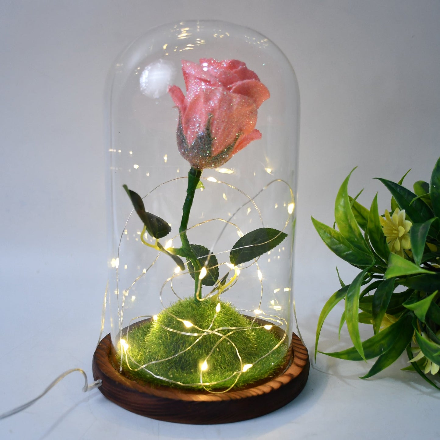 Glass Flower With Led Light Great Gift (1 Set) Wukusy