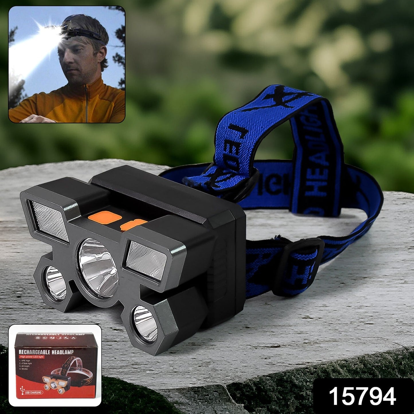 5 Led Headlamp Usb Rechargeable Head Light (1 Pc) Wukusy