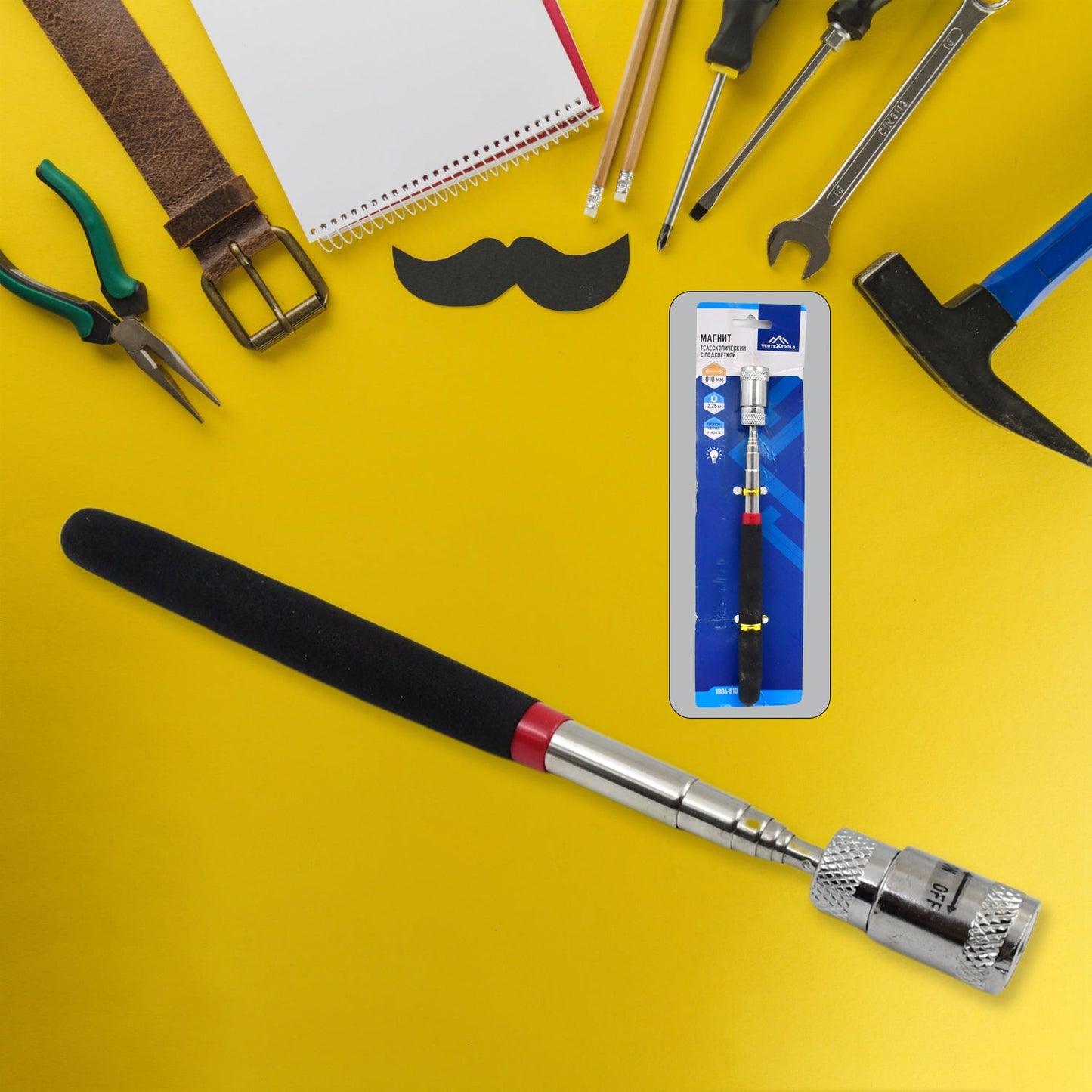 1 Pc Telescopic Pick Up Tool Magnetic Mini Led Magnet Tool Wukusy