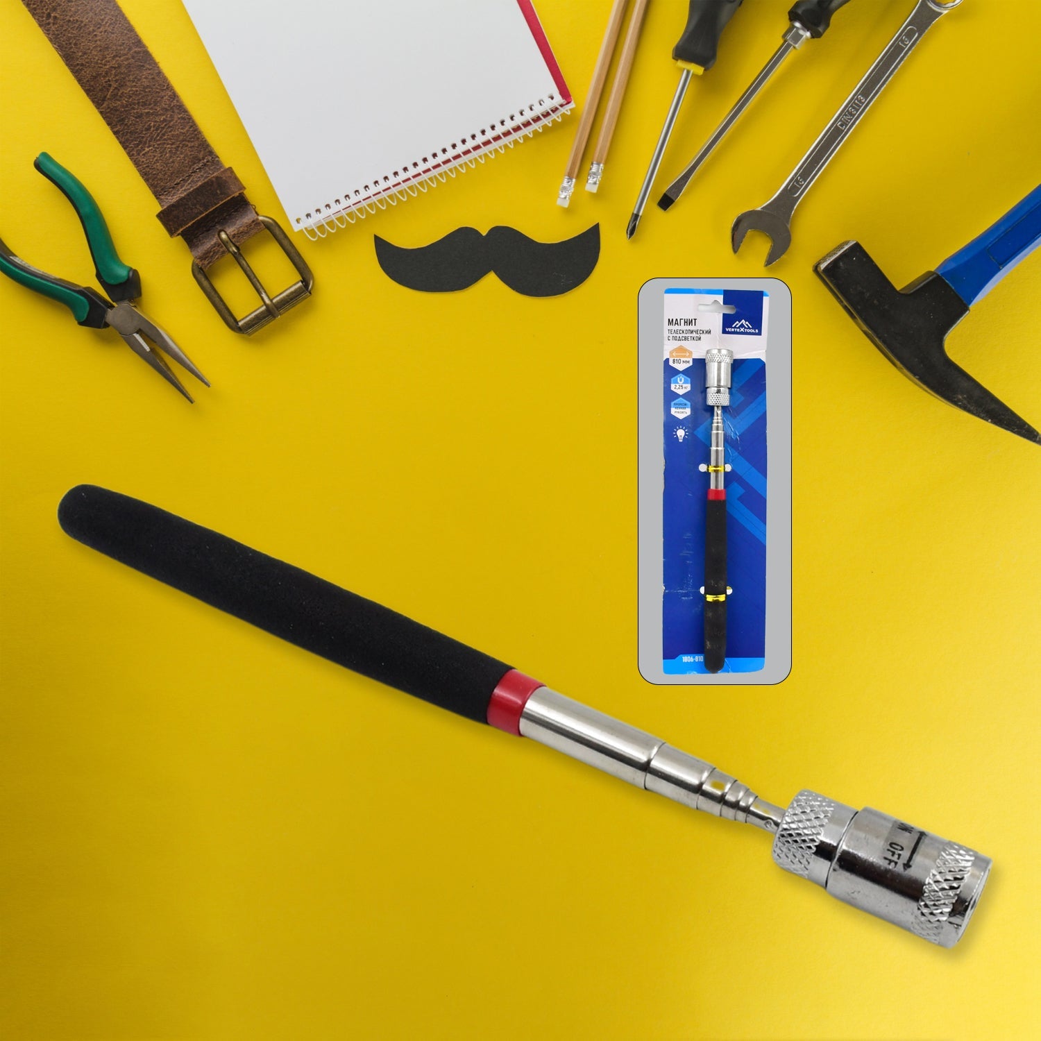 1 Pc Telescopic Pick Up Tool Magnetic Mini Led Magnet Tool Wukusy