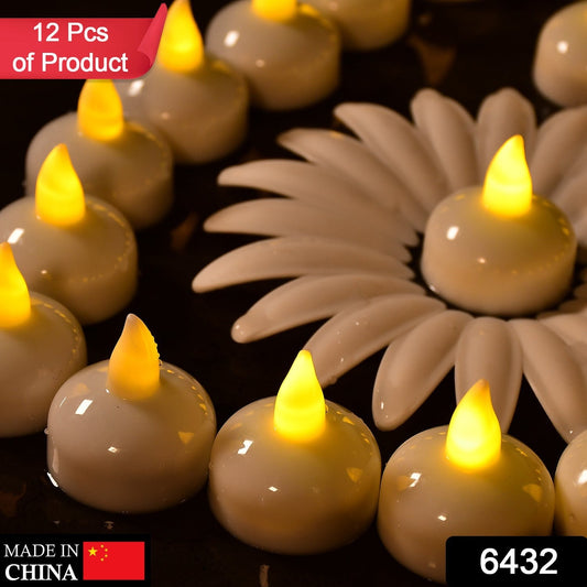 6432 Set Of 12 Flameless Floating Candles Battery Operated Tea Lights Tealight Candle - Decorative Wedding. Wukusy