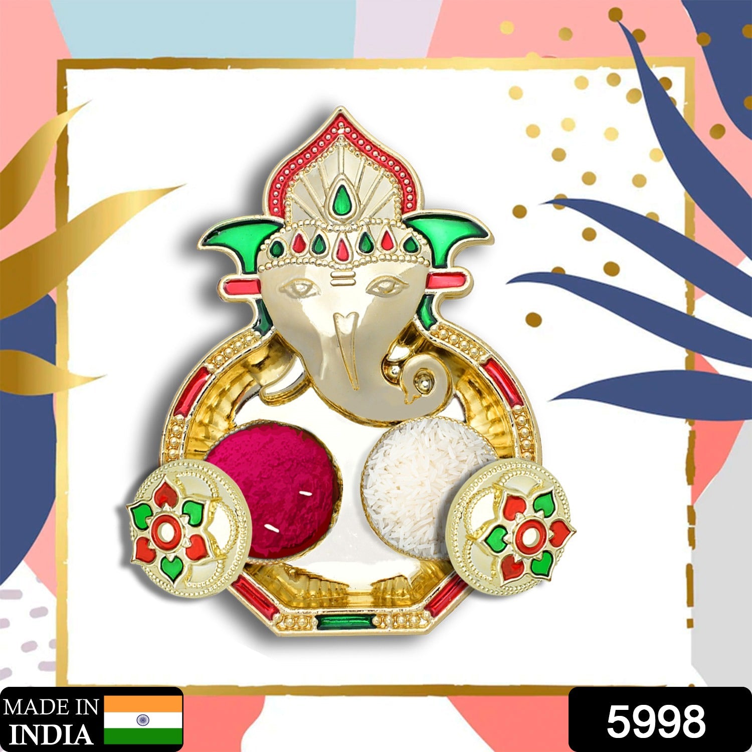5998 Ganesha Shaped Haldi Kumkum Thali Holder Pooja Return Gift Indian Housewarming Gifts Shivratri Wedding Favor Navarathri Favors Baby Shower Janmashtami Rakasha Bandhan Special Wukusy
