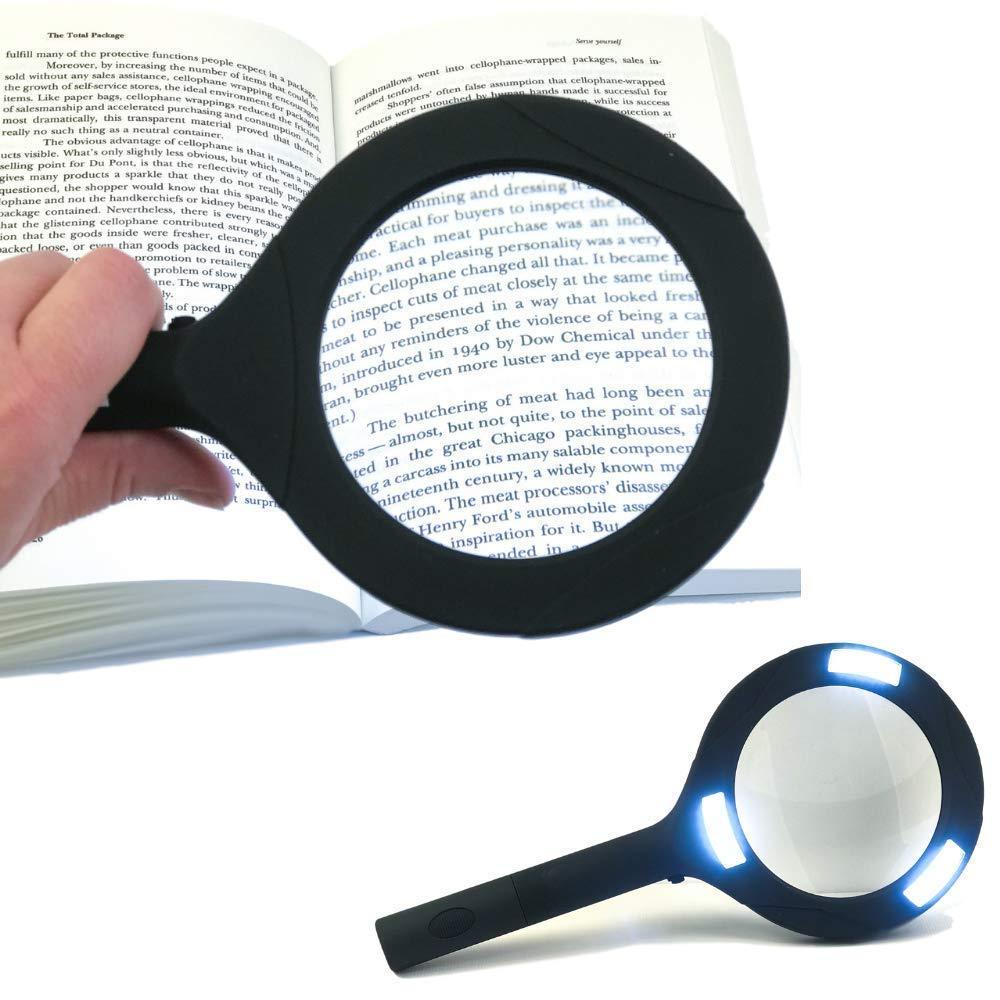 1573 Magnifying Glass With 3 Led Light 3x Power And Rubberized Handle Wukusy