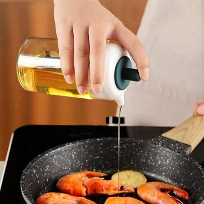 2 In 1 Glass Oil Dispenser Jar  Bottle With Brush (1 Set) Wukusy