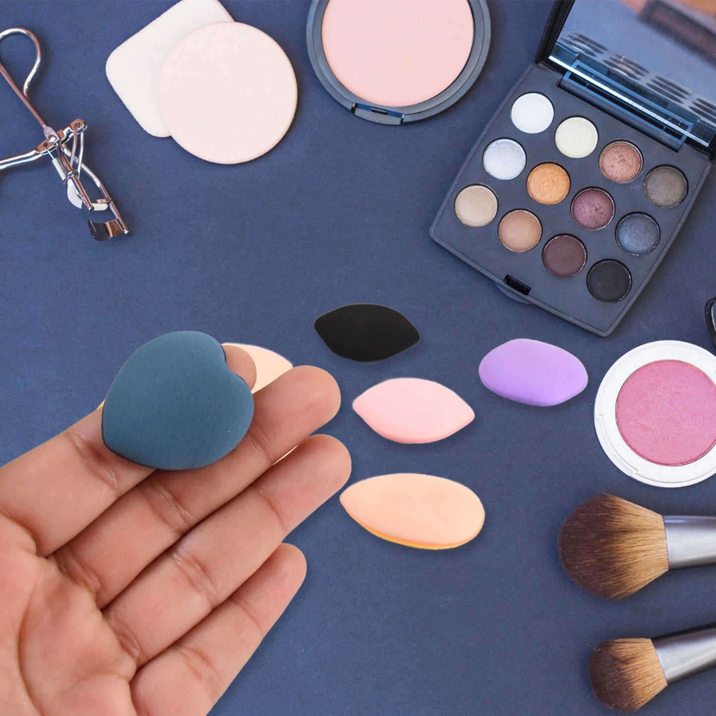 Mini Finger Makeup Powder Puff (Multicolour 8 Pcs Set) Wukusy