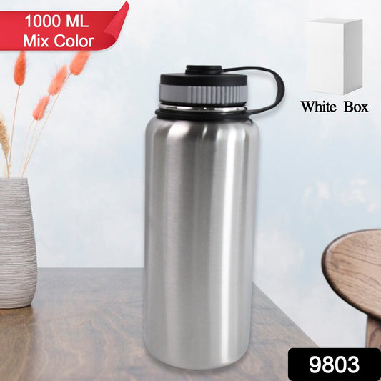 Stainless Steel Double Wall Vacuum-insulated Drink Water Bottle (1000 Ml  Mix Color) Wukusy