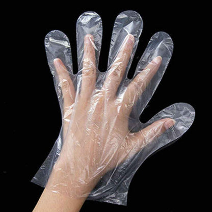 0670 Plastic Transparent Disposable Clear Gloves (White) (100pc) Wukusy