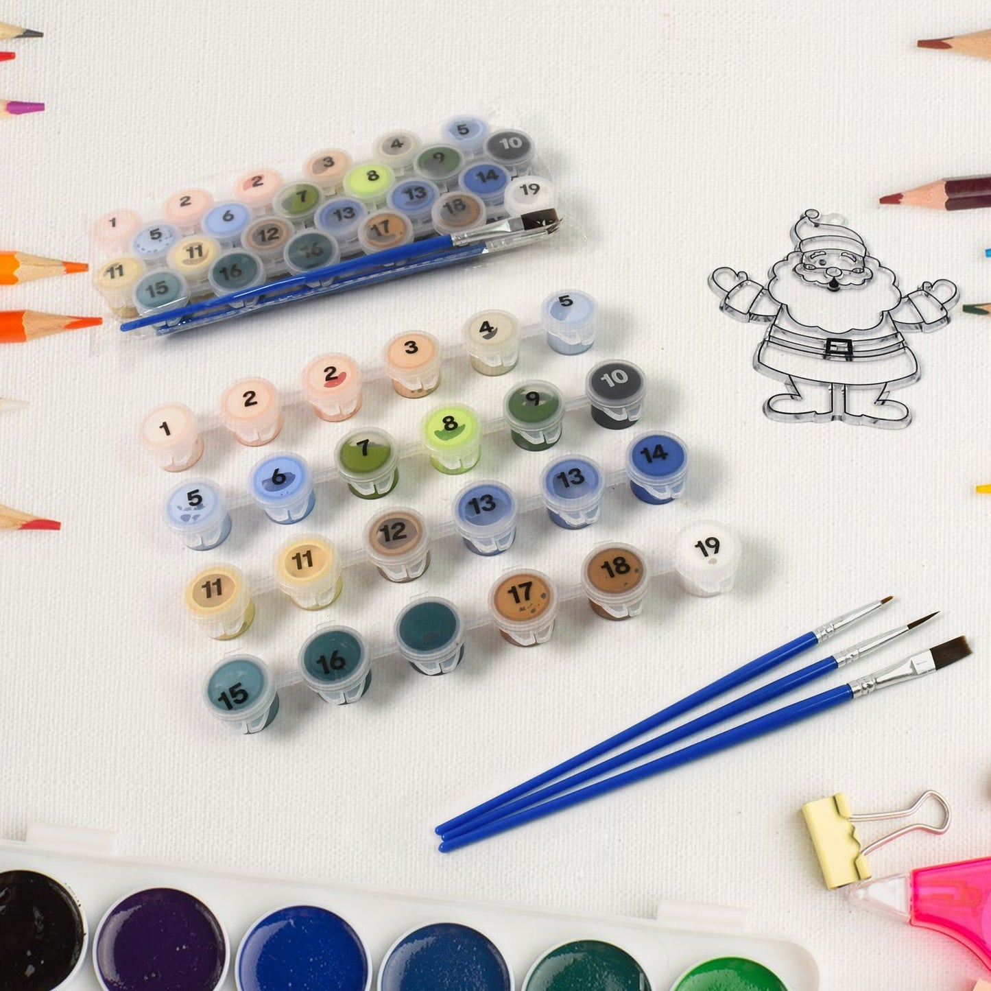 Paint By Number Kits 2 Set 19 Number Color 6 Paint Brushes (2 Set) Wukusy