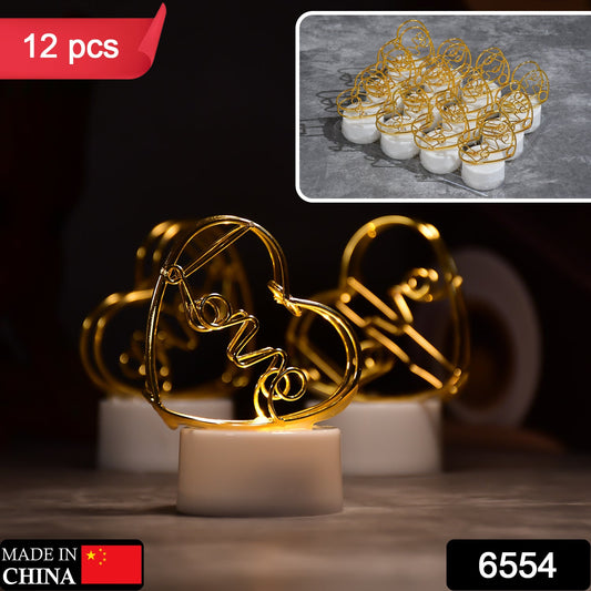 6554 Multicolor Flameless Heart Design Candles For Decoration (Set Of 12pc) Wukusy