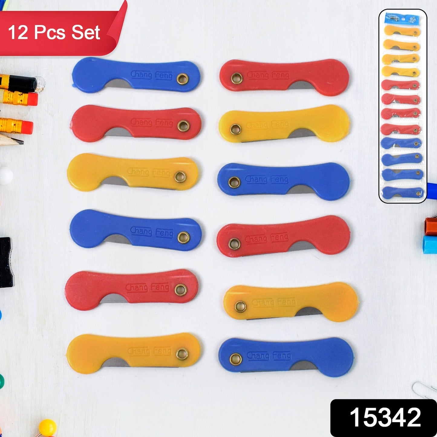 Multicolour Mini Paper Cutter Knife Pencil Knife (Pack Of 12) Wukusy
