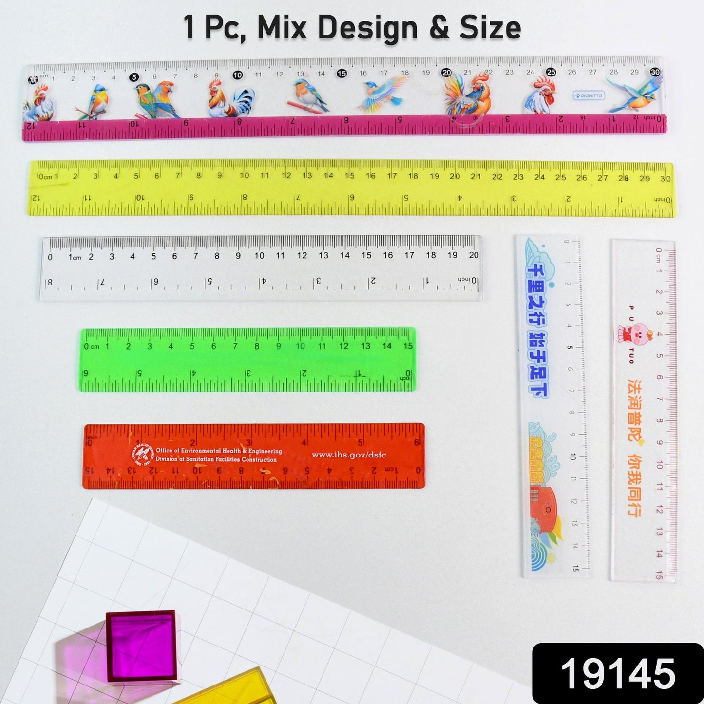 Premium Quality Assorted Plastic Ruler (1 Pc  Mix Design) Wukusy
