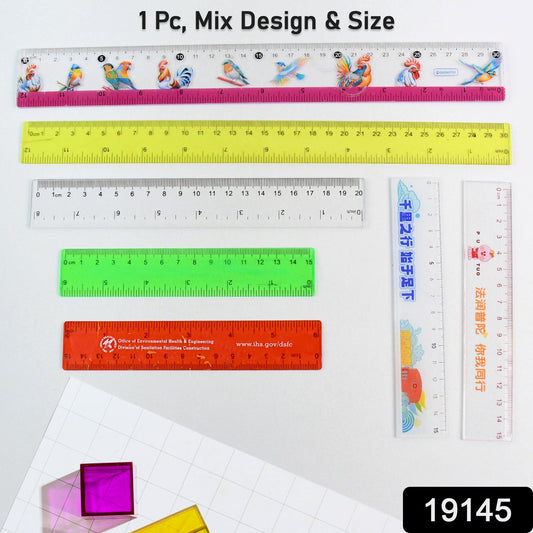 Premium Quality Assorted Plastic Ruler (1 Pc  Mix Design) Wukusy
