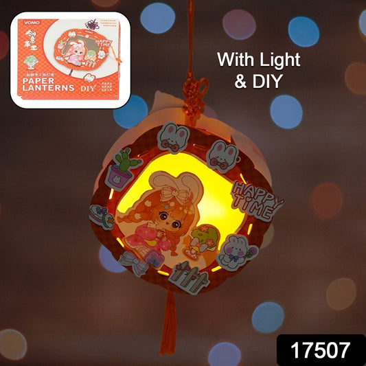 17507 Diy Traditional Lanterns Handmade Cartoon Paper Lanterns Antique Portable Lantern Hollow-out Projection Luminescent Led Lamp Diy Hanging Paper Lanterns For Festival Party Decor Wukusy