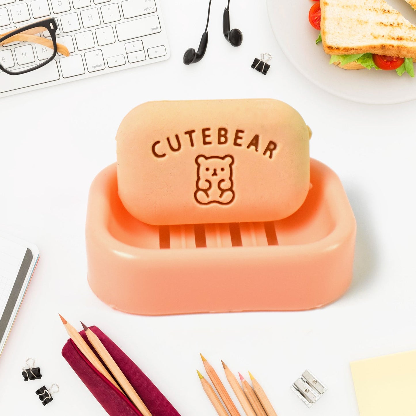 Cute Soap Shaped Erasers With Plastic Case (1 Pc  With Case) Wukusy