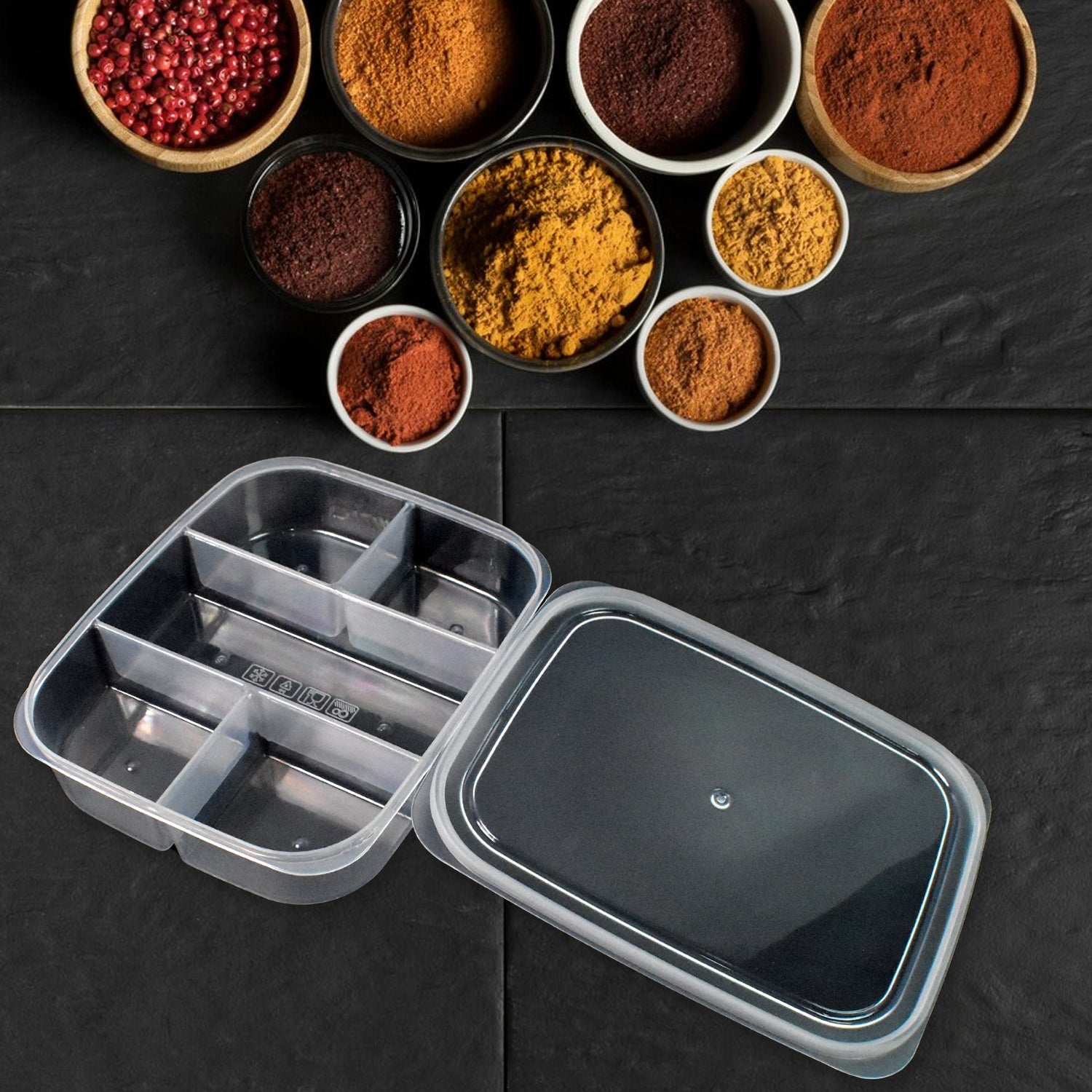 Plastic 5- Compartment Excellent Container Reusable Lunch Box (1 Pc) Wukusy