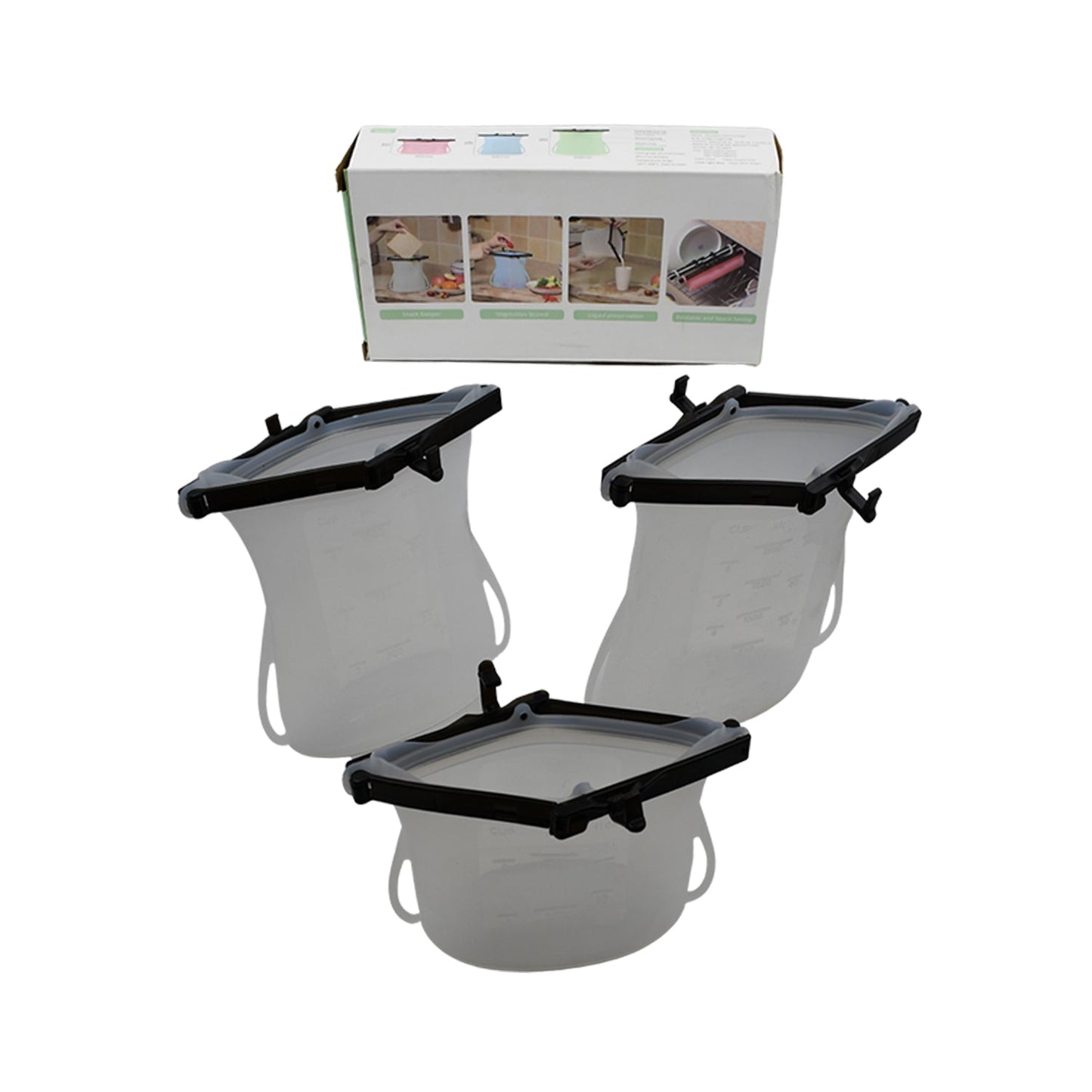 Reusable Silicone Food Storage Bag 3 Bag Set Leakproof Lock Reusable Flat Bottom Freezer Bags Sandwich Bags  Silicone Food Grade Kids Snack Bags  Bpa Free Microwave Dishwasher Safe Wukusy