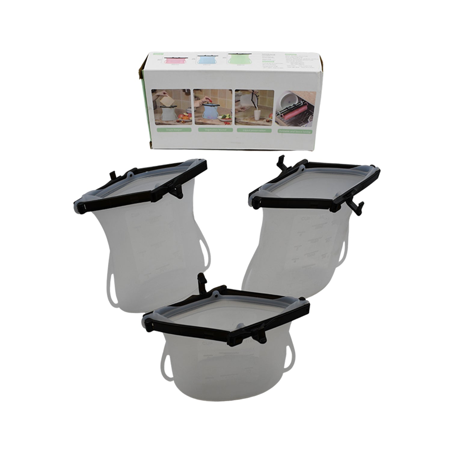 Reusable Silicone Food Storage Bag 3 Bag Set Leakproof Lock Reusable Flat Bottom Freezer Bags Sandwich Bags  Silicone Food Grade Kids Snack Bags  Bpa Free Microwave Dishwasher Safe Wukusy