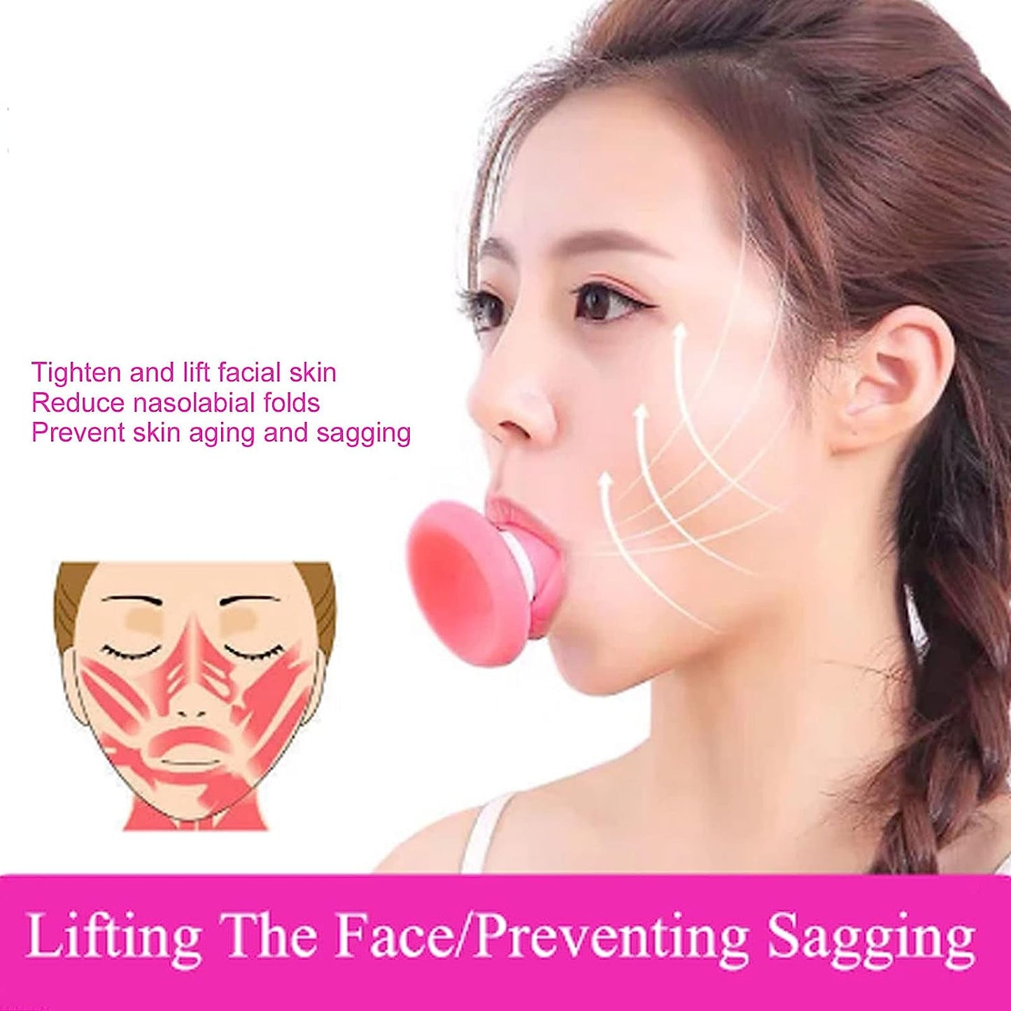 6104 Silicone Facial Jaw Exerciser Breathing Type Face Slimmer Breathing Type Face Slimmer Face Lift Inhaling  Exhaling Tool Look Younger And Healthier - Helps Reduce Stress And Cravings Wukusy