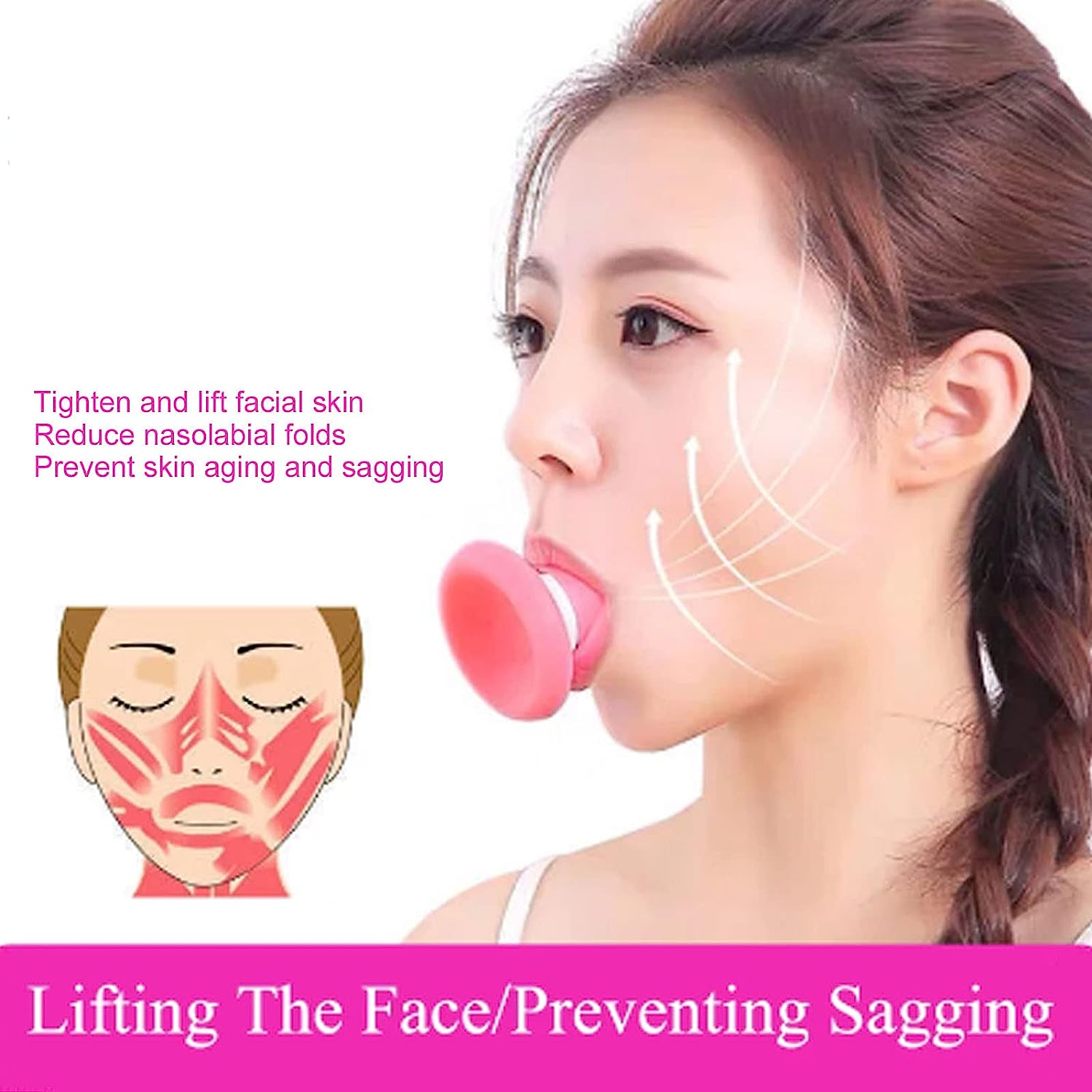 6104 Silicone Facial Jaw Exerciser Breathing Type Face Slimmer Breathing Type Face Slimmer Face Lift Inhaling  Exhaling Tool Look Younger And Healthier - Helps Reduce Stress And Cravings Wukusy