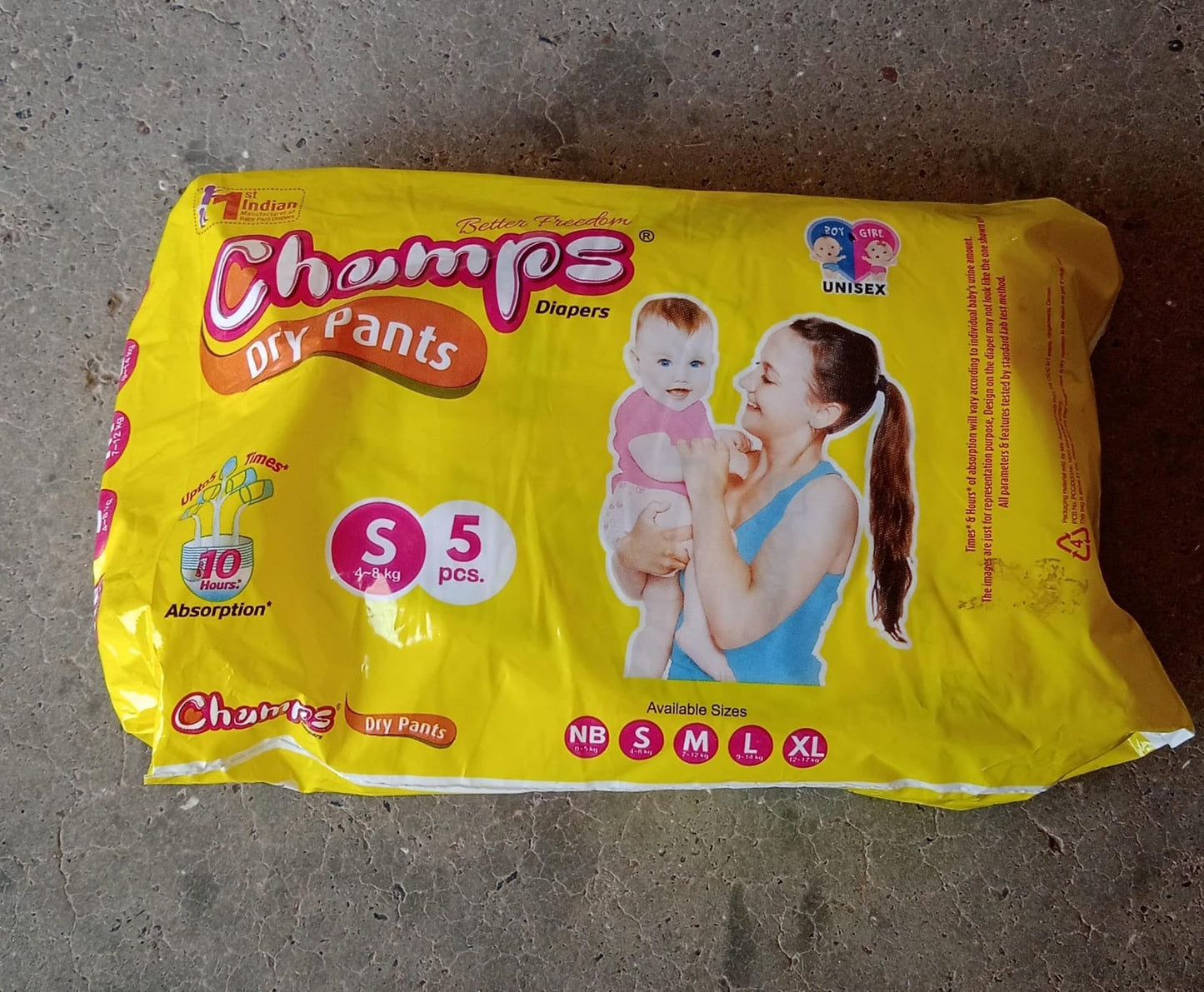 Small  Champs Dry Pants Style Diaper- Small Best For Travel  Absorption Champs Baby Diapers Champs Soft And Dry Baby Diaper Pants (S5 Pcs ) Wukusy