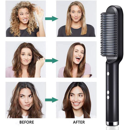 SleekRush - Hair Straightener Brush with heat up modes for hassle free straightning Wukusy