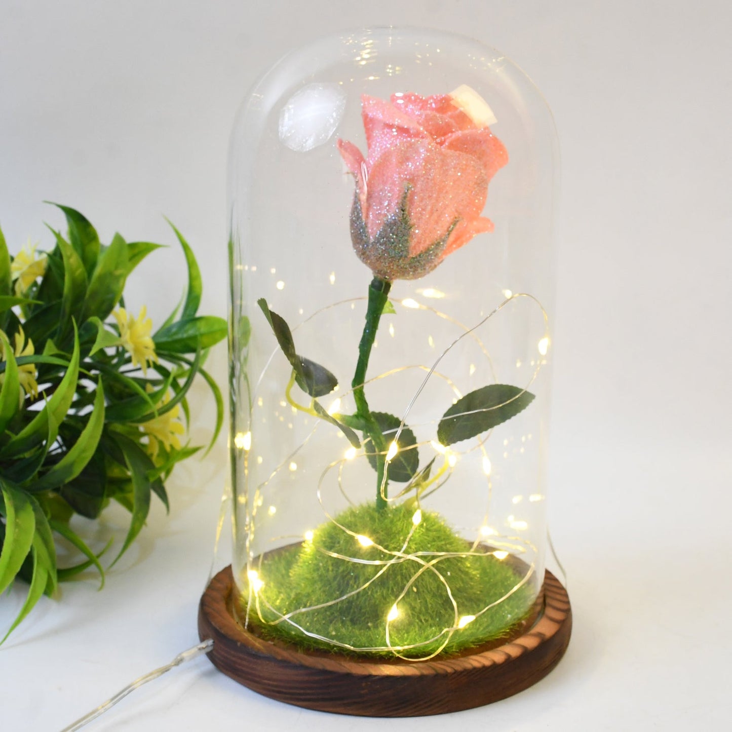 Glass Flower With Led Light Great Gift (1 Set) Wukusy