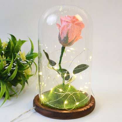Glass Flower With Led Light Great Gift (1 Set) Wukusy