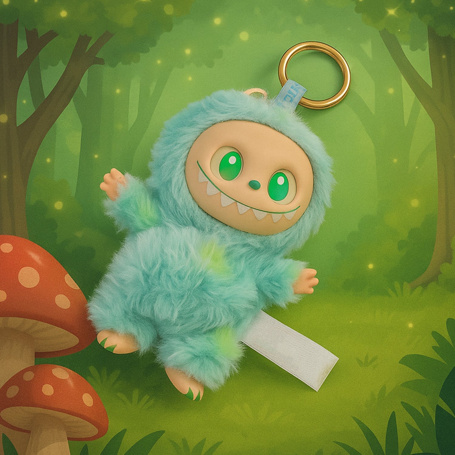 Mint Green Plush Toy Cartoon Keychain With Hook Colorful Animal Mint Green (1 Pc) Wukusy