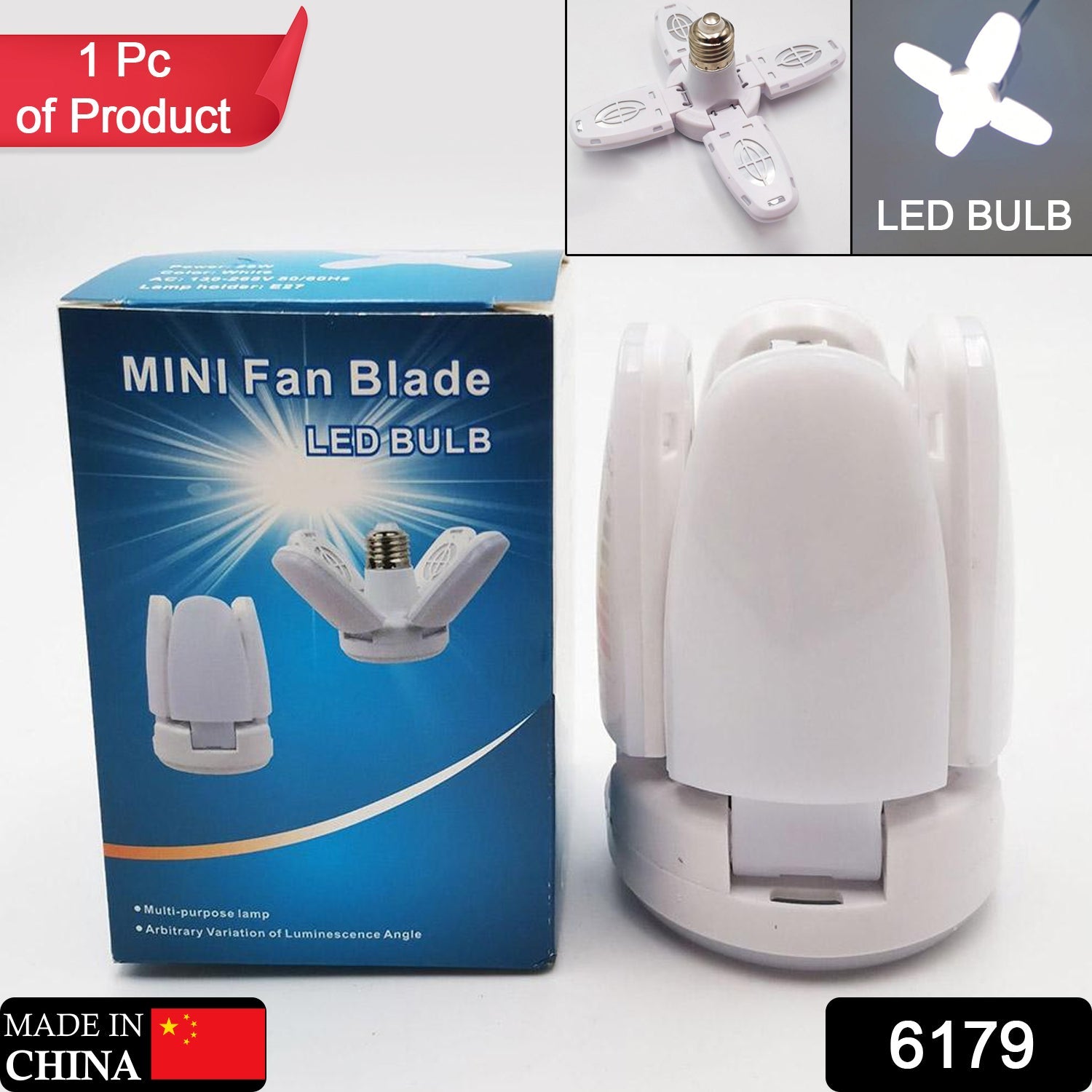 6179 Fan Blade Led Bulb 28v Foldable Led Blade Fan Bulb ( 1 Pc ) Wukusy