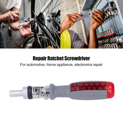Multi Bits Ratchet Screwdriver Set Adjustable Angle Two-way Ratcheting Screwdriver (1 Set) Wukusy