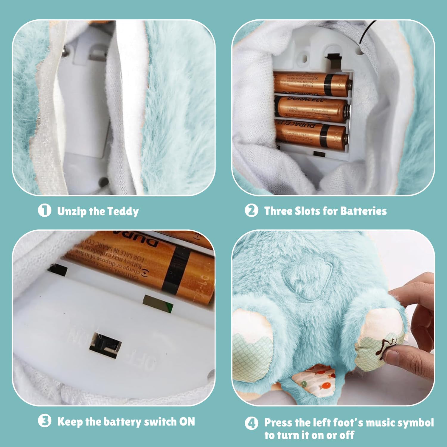 SnuggleBear - Soft Plush Musical Teddy Bear Toy With Led Light Wukusy