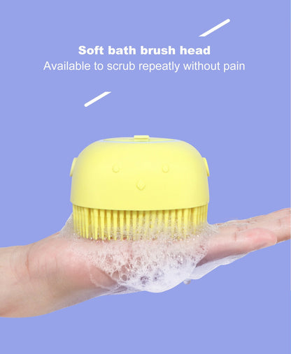 1348 Silicone Massage Bath Body Brush Soft Bristle With Shampoo Dispenser Wukusy