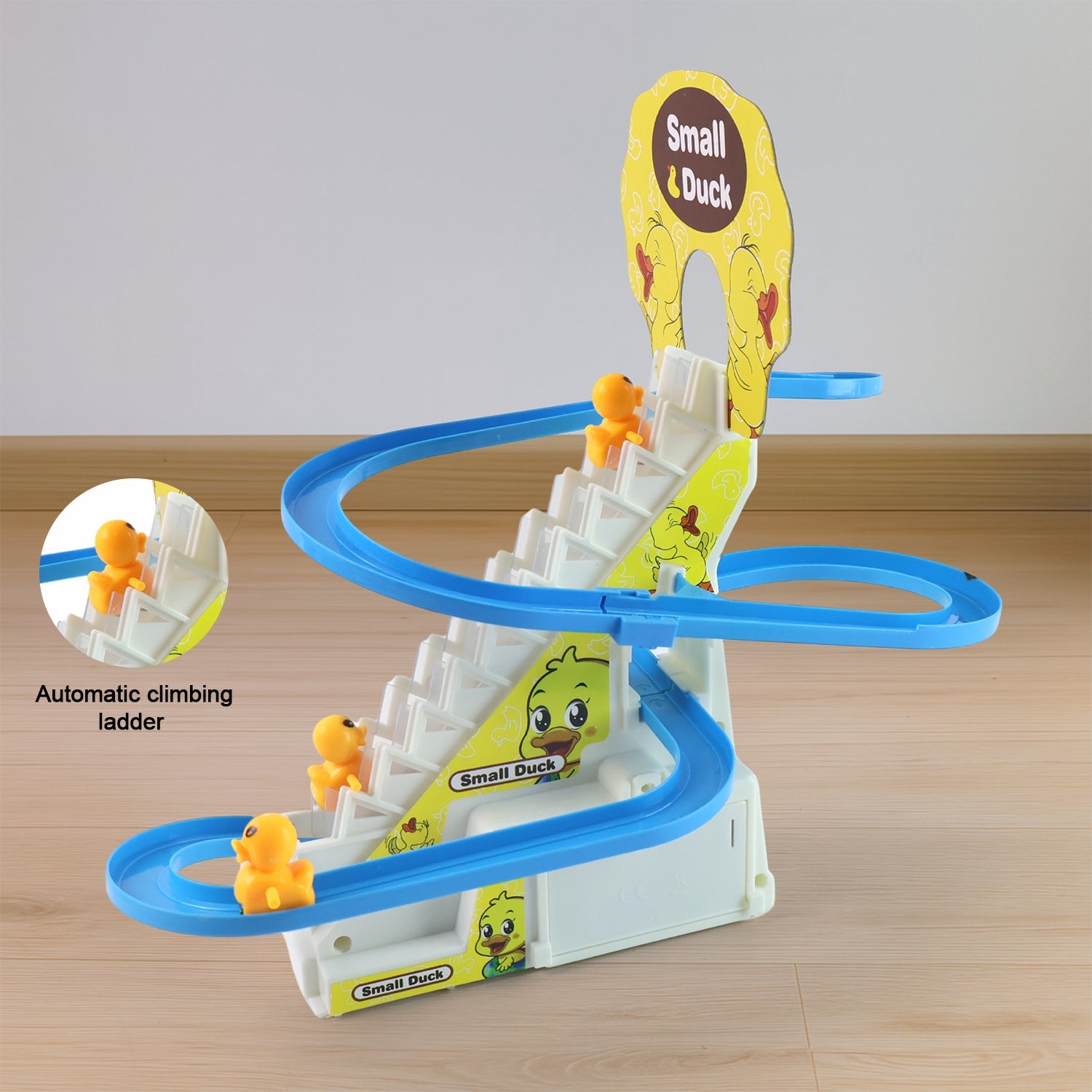 Lala Small Duck Climb Stairs Toy Roller Coaster With Flashing Lights  Music (3 Ducks) Wukusy