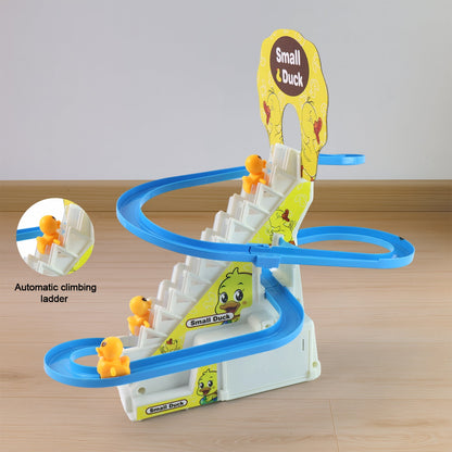 Lala Small Duck Climb Stairs Toy Roller Coaster With Flashing Lights  Music (3 Ducks) Wukusy
