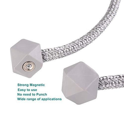 1441 Hexagonal Magnetic Braided Rope Drapery Window Curtains Loop Binding Ties Buckle (2 Pc) Wukusy