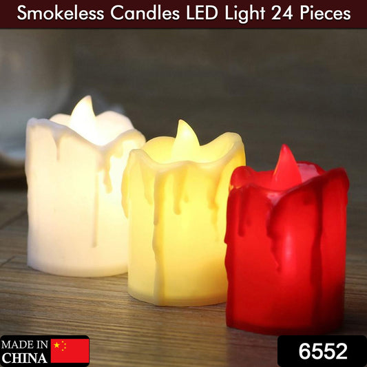 6552 Multicolor Flameless Melted Design Candles For Decoration (Set Of 24pc) Wukusy