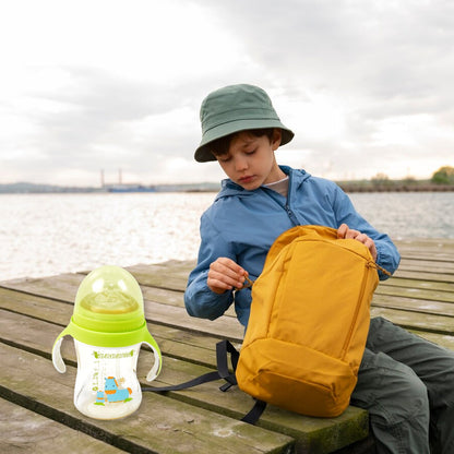 Plastic Baby Feeding Bottle With Handles Straw (300 Ml  1 Pc) Wukusy