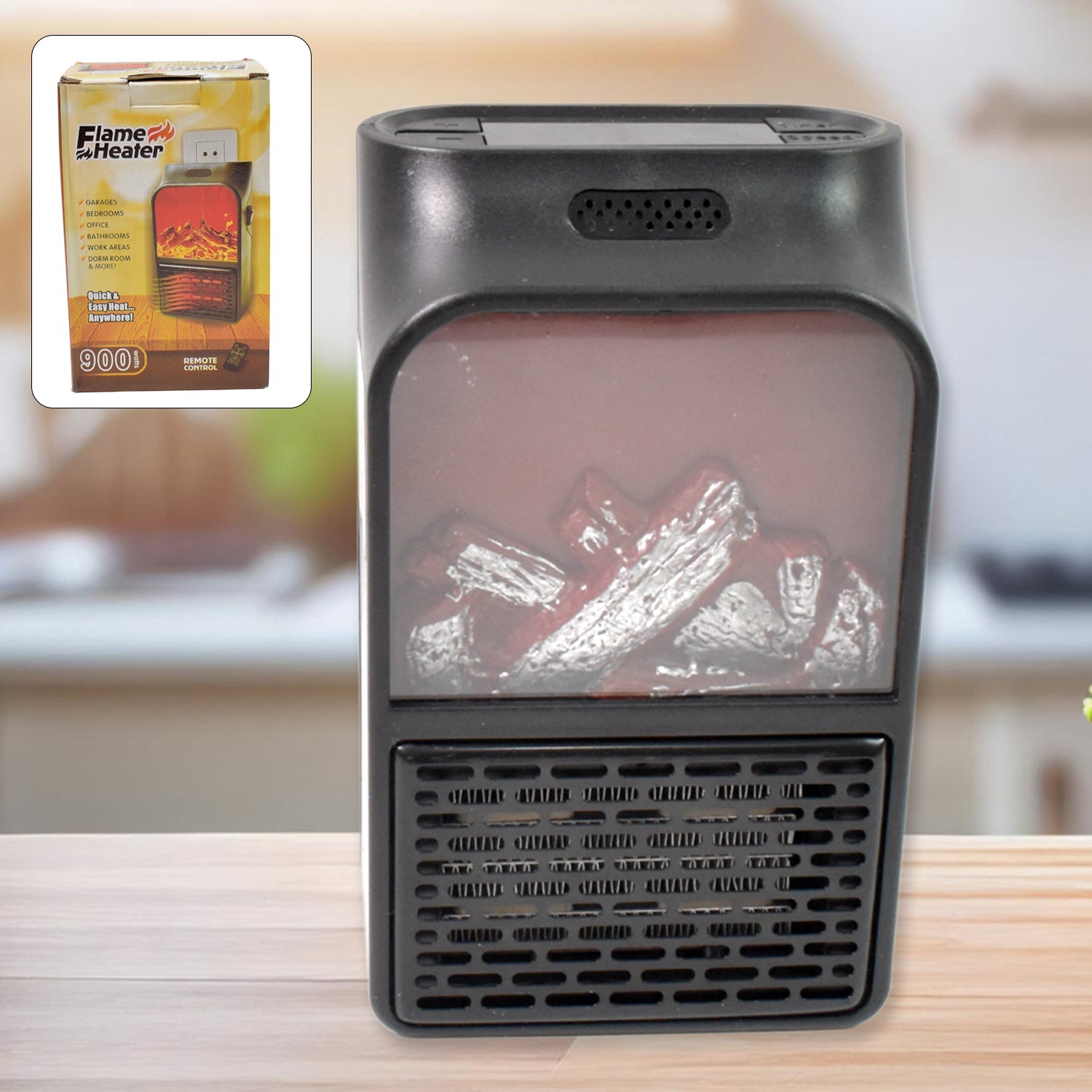 Portable Electric Fireplace Lamp Led Flame Heater (900w  1 Pc) Wukusy