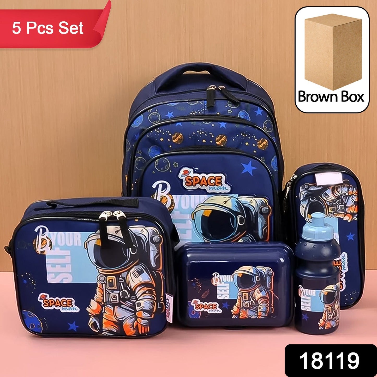 5 In 1 School Bag Includes Lunch Bag 14 Inch School Bags Water Bottle  Pencil Case In Box Packing (1 Set  Mix Color)) Wukusy