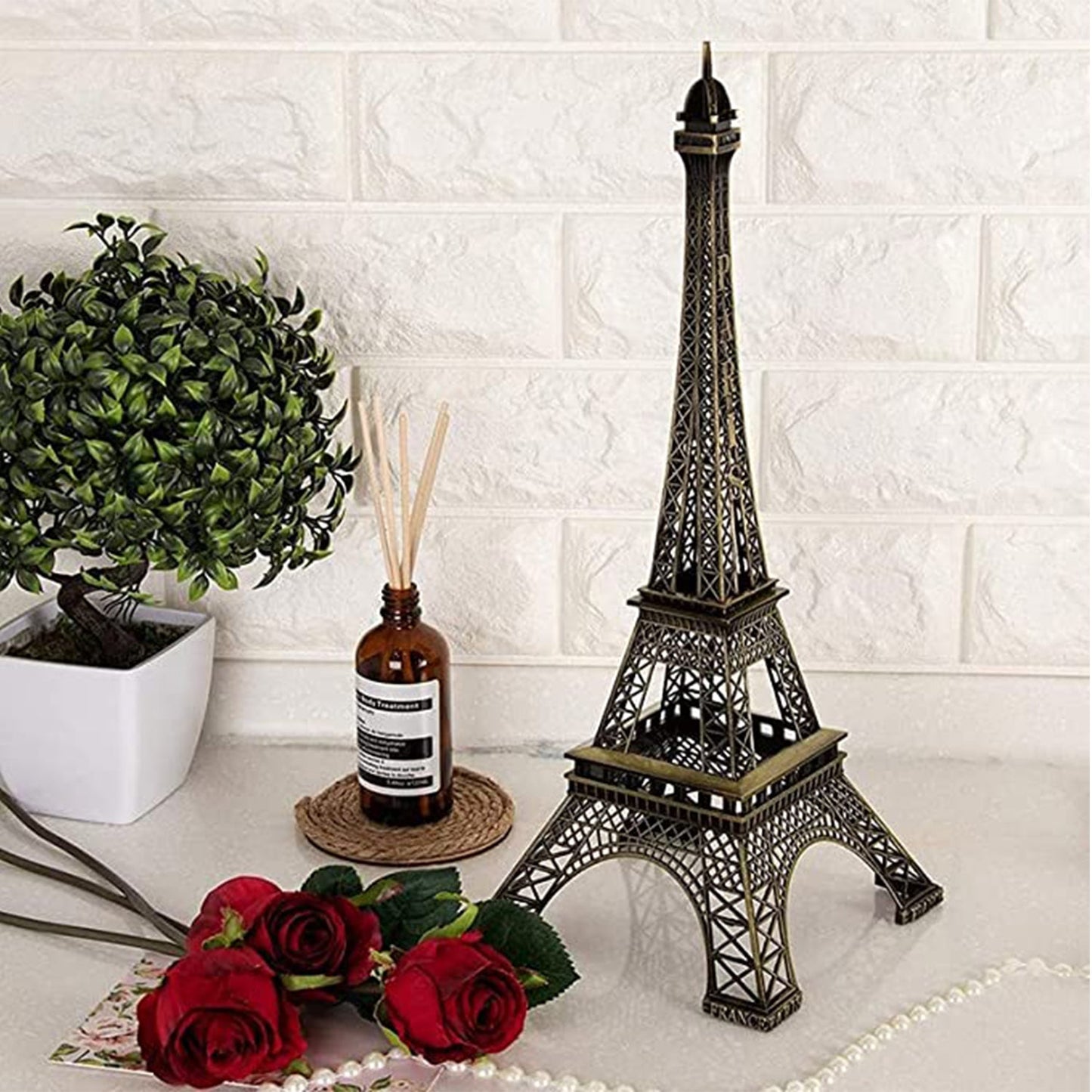 4733 Antique Finish 3d Metal Paris Eiffel Tower Metal Craft Famous Landmark Building Metal Statue Cabinet Office Gifts Decorative Showpiece. Wukusy